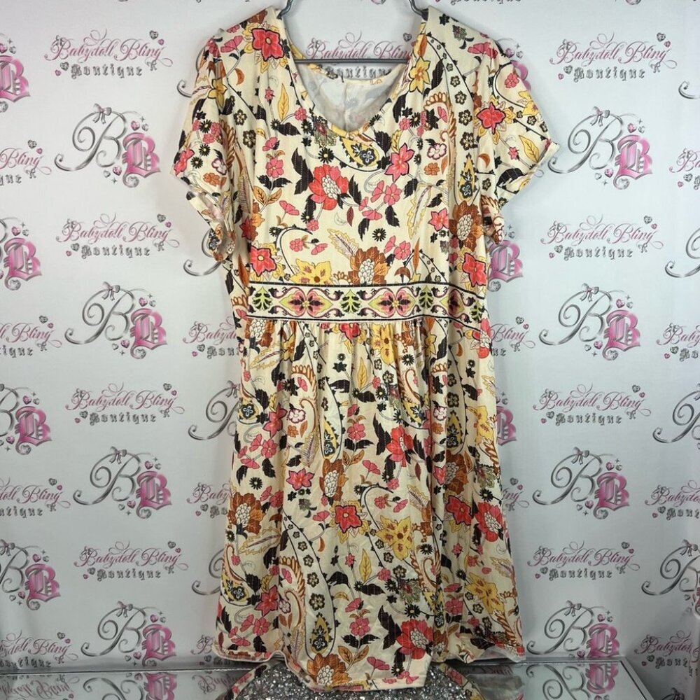 Dress Floral tshirt style paisley flowers Print Women's Dress flowy